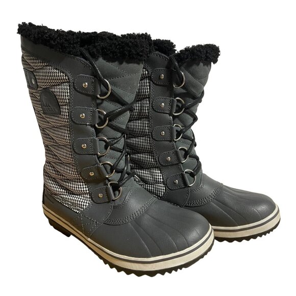 Sorel Womens  Tofino II WinterWaterproof Snow Boots Gray Houndstooth Size 8.5 - Picture 1 of 12